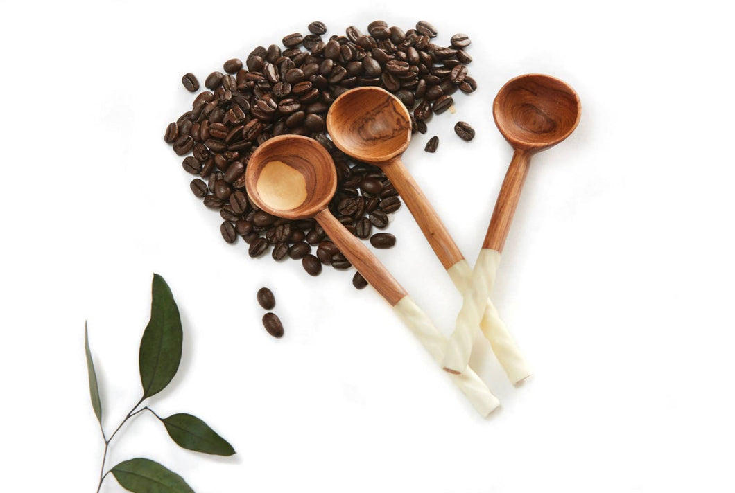 Olive Wood + Bone Coffee Spoon