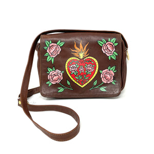 Hand-Painted Heart & Roses Purse