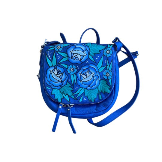 Hand-Painted Blue Roses Purse